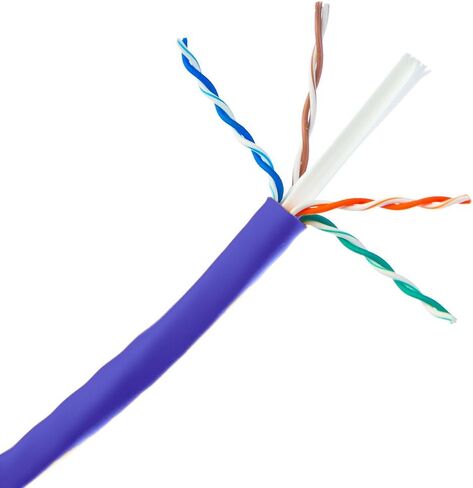CableWholesale 1000 Foot Bulk Cat6 Ethernet Cable, 24 AWG, 350 Mhz, ETL Listed 4 Pair Stranded Bare Copper, Unshielded Twisted Pair(UTP) with Pull Box, Purple in Kuwait