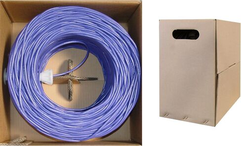 CableWholesale 1000 Foot Bulk Cat6 Ethernet Cable, 24 AWG, 350 Mhz, ETL Listed 4 Pair Stranded Bare Copper, Unshielded Twisted Pair(UTP) with Pull Box, Purple in Kuwait
