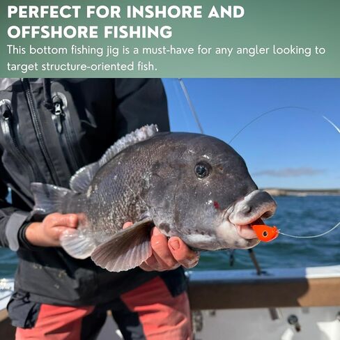 Rock Bottom Jigs™ - Premium Saltwater Fishing Jig for Blackfish (Tautog), Sheepshead, Grouper & Snapper - Wide-Body Design for Less Snags - Ultra-Sharp VMC Hooks & Durable Construction - 2 Pack in Saudi Arabia