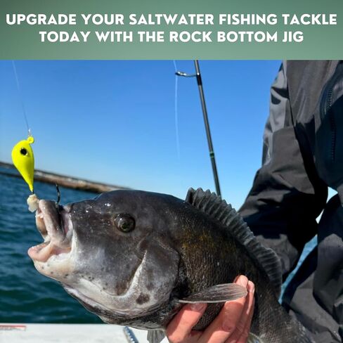 Rock Bottom Jigs™ - Premium Saltwater Fishing Jig for Blackfish (Tautog), Sheepshead, Grouper & Snapper - Wide-Body Design for Less Snags - Ultra-Sharp VMC Hooks & Durable Construction - 2 Pack in Saudi Arabia