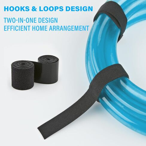 8 Yards x 1 Inch Adjustable Black Cable Straps – Reusable Hook and Loop Fastening Ties Roll with Free Cut Length for Wire Management and Cord Organization in Kuwait