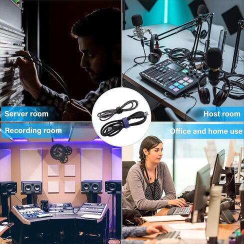 8 Yards x 1 Inch Adjustable Black Cable Straps – Reusable Hook and Loop Fastening Ties Roll with Free Cut Length for Wire Management and Cord Organization in Kuwait