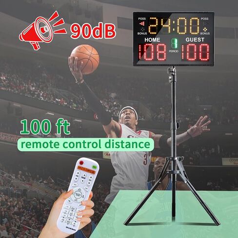 Basketball Scoreboard with Stand, 12/14/24/30S Shot Clock Digital Scoreboard with Remote, Portable Battery Powered Electronic Scoreboard, Countdown Timer Clock Score Keeper for Multi-sport in Saudi Arabia