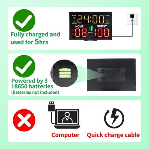 Basketball Scoreboard with Stand, 12/14/24/30S Shot Clock Digital Scoreboard with Remote, Portable Battery Powered Electronic Scoreboard, Countdown Timer Clock Score Keeper for Multi-sport in Saudi Arabia