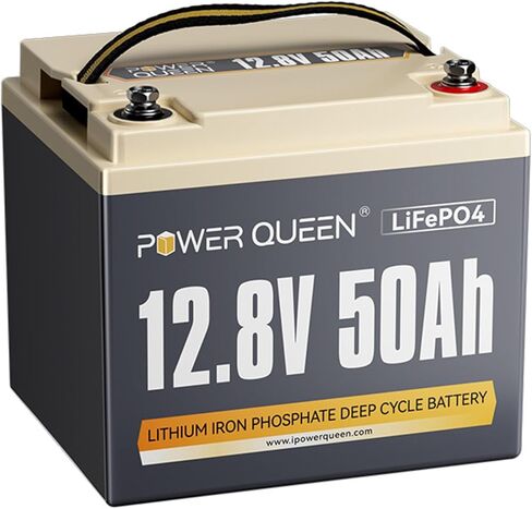Power Queen 12V 50Ah LiFePO4 Lithium Battery, Portable Deep Cycle Lithiumn Battery with 640Wh Energy, 50A BMS,15000+ Cycles for 12V Trolling Motor, Kayak Marine, RV Camping in Kuwait