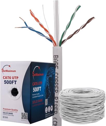 500 قدم CAT6 CMR RISER Ethernet Cable مع عرض النطاق الترددي 550 ميجا هرتز ، موصل النحاس العاري الصلب ، دعم POE ++ (4PPOE) ، زوج ملتوي غير محجوز (UTP) (أبيض ، 500 قدم) in Kuwait