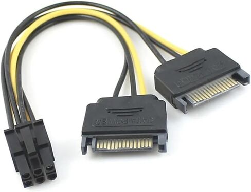 SATA 15 Pin Male M to Pcie Pci Express Pci-Express PCI-e Express Card 6 Pin Female Graphics Video Card Power Cable 15cm in Saudi Arabia