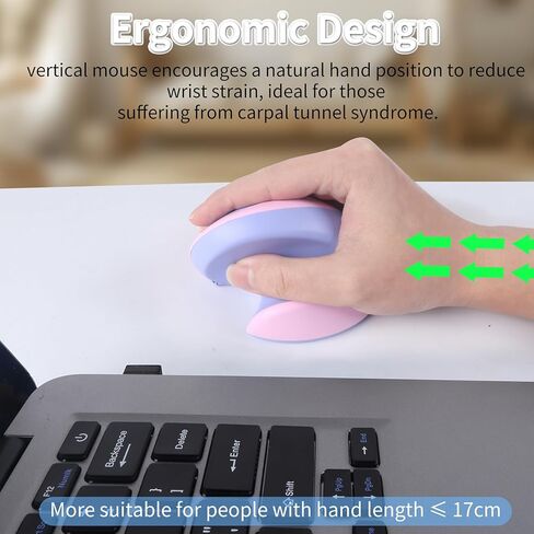 فأر مريح مريح للأيدي الصغيرة ، فأر العمودي اللاسلكي المزدوج الوضع المزدوج-اتصال قابل لإعادة الشحن ، صامت ، متعدد الأجهزة ، مثالي لأجهزة الكمبيوتر المحمولة وأجهزة الكمبيوتر المكتبية (الأرجواني) in Kuwait