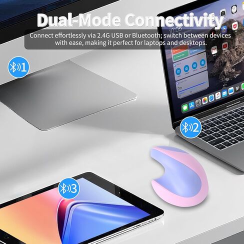 فأر مريح مريح للأيدي الصغيرة ، فأر العمودي اللاسلكي المزدوج الوضع المزدوج-اتصال قابل لإعادة الشحن ، صامت ، متعدد الأجهزة ، مثالي لأجهزة الكمبيوتر المحمولة وأجهزة الكمبيوتر المكتبية (الأرجواني) in Kuwait