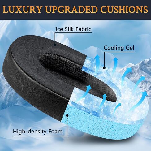 SOULWIT Cooling Gel Earpads Cushions Replacement for Audio Technica ATH M70X Headphones, Ear Pads with High-Density Foam, Added Thickness - Black in Kuwait