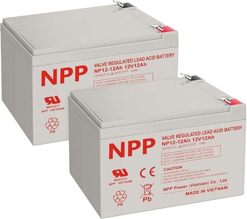 NPP NP12-10Ah(F2, 2 Pcs) 12V 10Ah Rechargeable SLA Scooter Battery With F2 Style Terminals for Pride Mobility GoGo Scooter, BP12-12, Neuton Mowers CE5 UB12100-S, Security Systems in Saudi Arabia