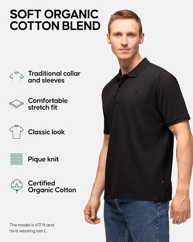 DANISH ENDURANCE Men's Polo Shirt, Organic Cotton, Short Sleeve, Classic in Kuwait