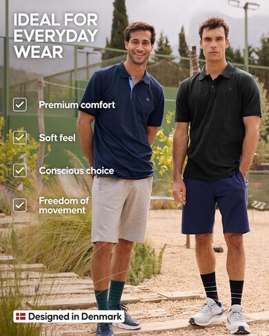 DANISH ENDURANCE Men's Polo Shirt, Organic Cotton, Short Sleeve, Classic in Kuwait
