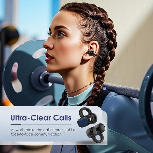 Open Ear Ring True Open Ear Headphones, Lightweight Comfort Open Ear Clip Wireless Earbuds, 40H Play Bluetooth 5.4 Headphones with Smart Digital Display Design Fit Sports Running, Workout Black in Saudi Arabia