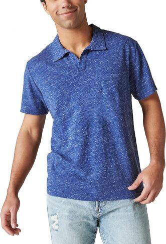 Lucky Brand Men's Short Sleeve Linen Johnny Collar Polo in Saudi Arabia