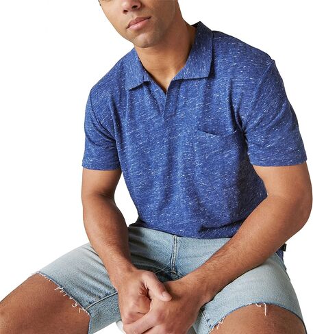 Lucky Brand Men's Short Sleeve Linen Johnny Collar Polo in Saudi Arabia