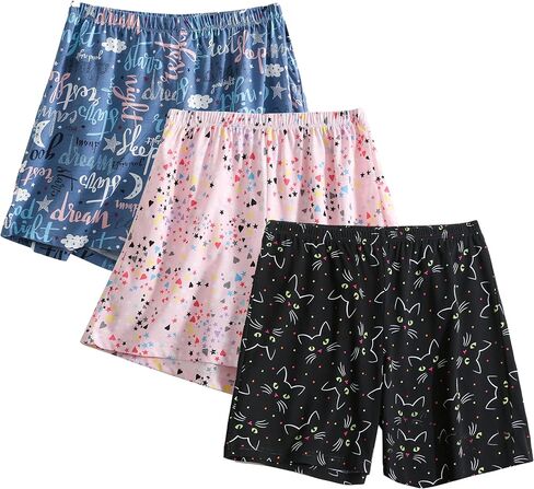 PNAEONG 3 Pack: Womens Pajamas Shorts Set Soft Elastic Waist Lounge Shorts Printed PJ Bottoms in Kuwait