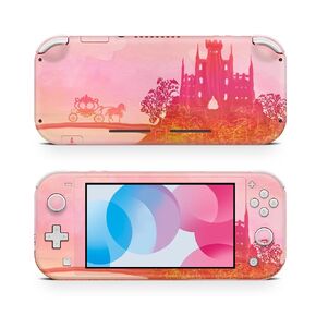 ZOOMHITSKINS Pink Switch Lite Accessories, Compatible for Nintendo Switch Lite Pink Skin Glitter, Pink Rose Cinderella Castle Orange Horse Princess Queen Sweet, 3M Vinyl, Durable & Fit, USA Made