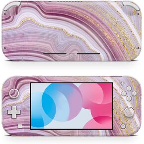 ZOOMHITSKINS Switch Lite Accessories, Compatible for Switch Lite Skin Glitter, Gold Quartz Agate Pink Pastel Purple Mauve Waves Mineral, 3M Vinyl, Durable & Fit, Easy to Install, USA Made