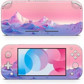 ZOOMHITSKINS Pink Switch Lite Accessories, Compatible for Switch Lite Pink Skin Glitter, Nature Creation Universe Mountain Pastel Pink Plum Violet Art Rose, 3M Vinyl, Durable & Fit, USA Made
