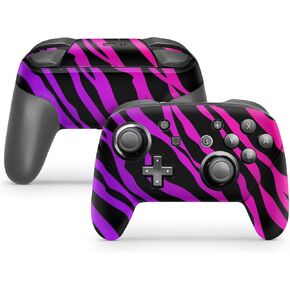 ZOOMHITSKINS Switch Pro Controller Skin, Compatible for Switch Controller Skin, Zebra Vibrant Color Lilac Plum Magenta Pink, 3M Vinyl Cover, Durable & Fit, Easy to Install, Made in The USA