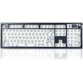 FKZ GMK104 Mechanical Keyboard Kit,VIA Programmable Full Size Hot Swap Gasket Custom RGB Gaming Barebones Keyboard with Screen&Knob Wireless BT5.0/2.4G/USB-C Wired NKRO DIY Kit (Black)