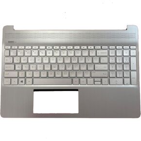 Replacement Palmrest Upper Case Top Cover with Non-Backlit Keyboard for HP Pavilion15T-DY 15Z-EF 15-DY 15-EF 15S-EQ 15S-FQ 15S-FR Laptop Assembly Part M17184-001 L63578-001 Sliver