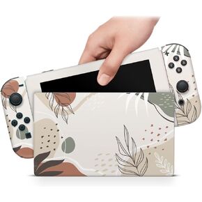 ZOOMHITSKINS OLED Switch Skin, Compatible with Switch OLED Skin Wrap, Pastel Beige Moon Star Sun Orange, 3M Vinyl for Durable & Fit, Made in The USA