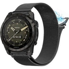 26mm Milanese Magnetic Band Compatible with for Garmin Fenix 8 51mm / Fenix 7X / Enduro/50mm Instinct 3/2/2X,26MM Quick Fit Release Steel Mesh Loop Bands for Fenix 6X /5X,Tactix 7 Pro, epix Pro 51mm