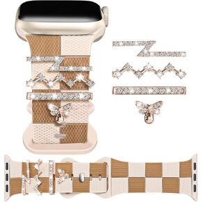 Silicone Strap for Apple watch band 38mm 40mm 41mm 42mm 44mm 45mm 46mm 49mm with Bling Bee Charms, Soft Sport Bracelet for iWatch Bands Series 10 9 8 7 6 5 4 3 SE for Women