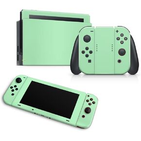 ZOOMHITSKINS OLED Switch Skin, Compatible with Switch OLED Skin Wrap, Solid Color Plain Bright Green Pastel, 3M Vinyl for Durable & Fit, Made in The USA
