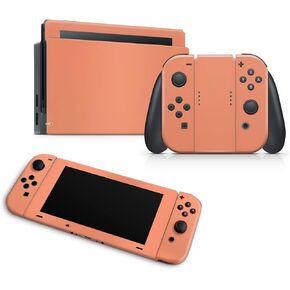 ZOOMHITSKINS OLED Switch Skin, Compatible with Switch OLED Skin Wrap, Solid Color Plain Bright Orange Pastel, 3M Vinyl for Durable & Fit, Made in The USA