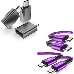 Basesailor USB C to USB Adapter Bundle with Type C 100W PD Charger Cable 10FT, Compatible with MacBook Pro 2022, iPad Pro 5 4th, Samsung Galaxy Note 20 FE