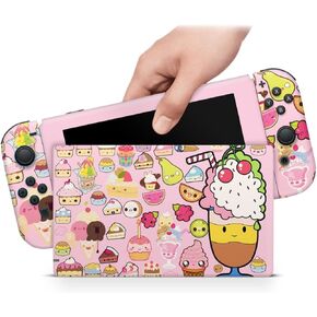 ZOOMHITSKINS OLED Switch Skin, Compatible with Switch OLED Skin Wrap, Sweet Cute Kawaii Cup Cake, 3M Vinyl for Durable & Fit, Made in The USA