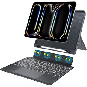 iPad Pro 12.9 inch Keyboard Case with Pencil Holder - Detachable Backlit Keyboard with Kickstand,Combo Touch Trackpad - Black (3rd,4th,5th,6th Gen - 2018,2020,2021,2022)