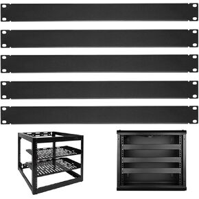 Black 1U Rack Mount Filler Panels, Pack of 5, Blank Metal Covers for 19 Inch Server Cabinets Or Network Equipment Racks
