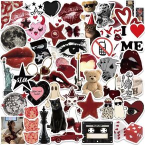 50PCS Aesthetic Downtown Girls Stickers Glitter 2000s Cool Trendy Y2K Stickers for Water Bottle Funny Waterproof Sticker for Teens Adults Girls Vinyl Sticker for Laptop Skateboard Party Decoration