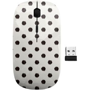 2.4GHz USB Wireless Mouse, Black White Scribble Dots Pattern, Ergonomic Slim Computer Mice for Kids