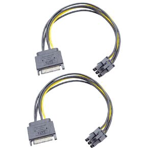 SATA 15 PIN to ATX 6PIN Adapter GPU Power Cable 8.7in/22.0cm(Pack of 2)