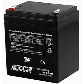 UltraTech Power Products 1250F1 12 Volt 5.0 Ah Sealed Lead Acid Battery - F1 Terminal (Replaces UT 1240) UT-1250F1