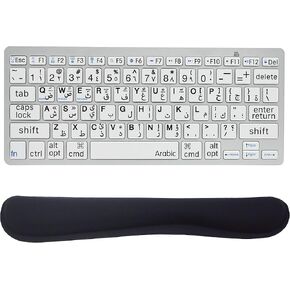 Alovexiong Spanish Computer Keyboard for Elderly, Bluetooth Keyboard Wireless Keyboard with Wrist Rest Pad, High Contrast Black and White Keys, for Visually Impaired, Beginners, Seniors