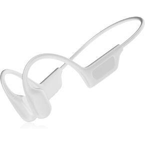 Bone Conduction Open Ear Headphones With Mic, Premium Speaker Bluetooth Earphones, IPX6 Waterproof Sports, Bluetooth 5.3, Dual Microphone Call Noise Reduction (White)