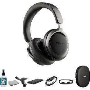 Bose QuietComfort Wireless Over-Ear Active Noise Canceling Headphones (880066-0100) Bundle Including: Goby Labs Headphone Cleaner, Fiber Cloth (Renewed)