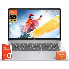 HP 17 inch Laptop, Lifetime Office, 17.3" FHD IPS Display, AMD Ryzen 5 (Beats i7-11370H), AMD Radeon Graphics, 64 GB RAM, 2 TB SSD, Wi-Fi 6, Webcam, Long Battery Life, Windows 11 Pro, RH-Acccessories