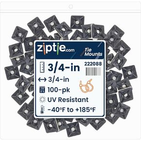 1-inch Natural Zip Tie Mounts, UL 21 Listed, 100-Pack