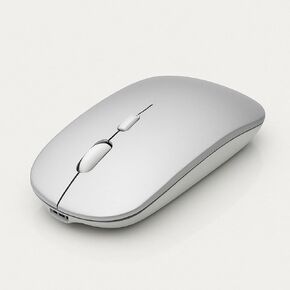 Rechargeable Wireless Bluetooth Mouse – Silent Click, Portable, Compatible with Laptop, PC, iPad, Chromebook, MacBook – Ideal for Office & Travel (White)