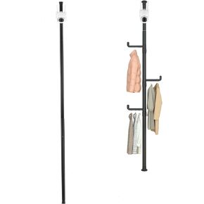Tall Floor Stand Mount for Security Cameras，Height Adjustable 56 to 125 inch Rod Hanger with 3 Hooks,Compatible with Security Cameras/Pet Camerass