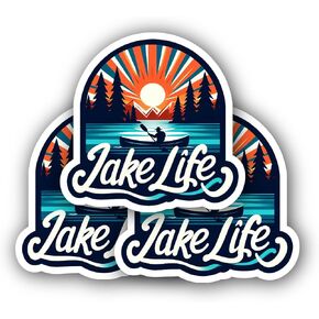 Lake Life Sticker Kindle Stickers Book Stickers Aesthetic, Meme Cute Vinyl Stickers for Phone Laptop Computer Accessories Water Bottle Waterproof (3pcs,2.5’’)