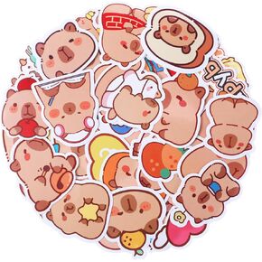 200pcs Kawaii Animal Stickers Vinyl Waterproof Capybara Stickers Cute Brown Cartoon Animal Decals Nature Party Favors & Gifts for Adults Teens Girls Water Bottle Laptop Luggage Helmet Skateboard Guita