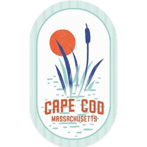 Die Cut Sticker Cape Cod, Massachusetts, Dockside Series, Reeds, Vinyl Sticker 1 to 3 inches (Waterproof Decal for Cars, Water Bottles, Laptops, Coolers), Small